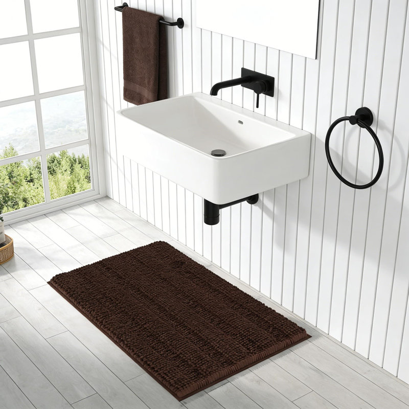 Chenille Bathroom Rugs With Rubber Backing, Soft And Absorbent Bath Mats For Shower, Tub, And Bathroom Floor, Machine Washable
