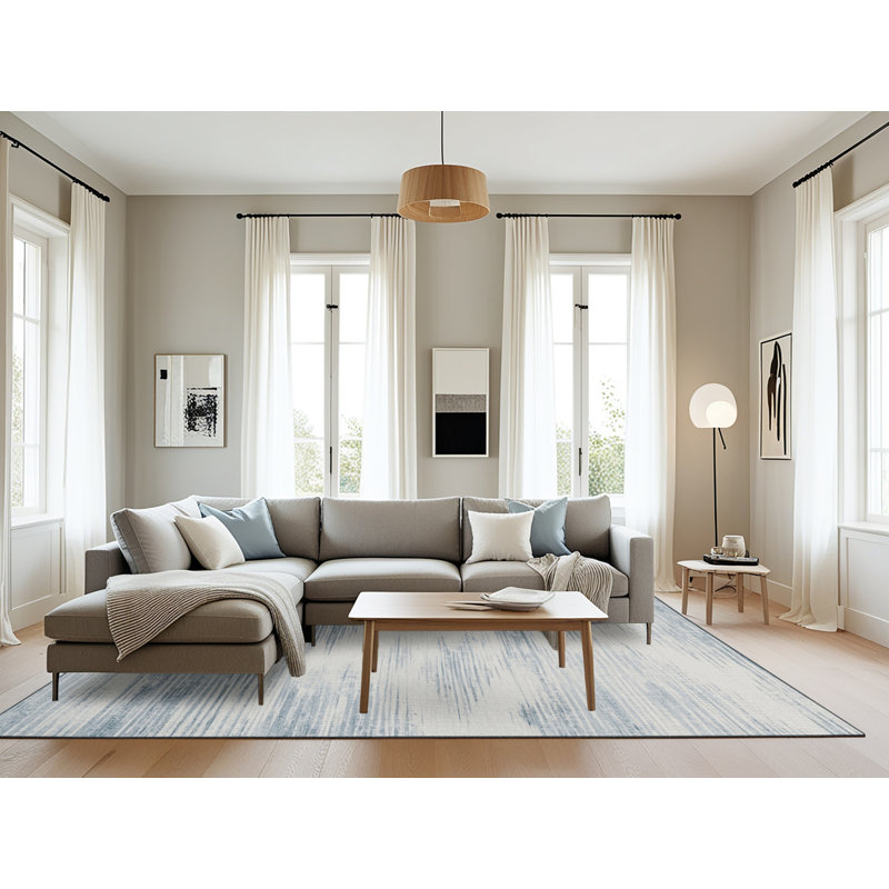 Machine Washable Abstract Gray Area Rug, Rectangle 8' x 10'
