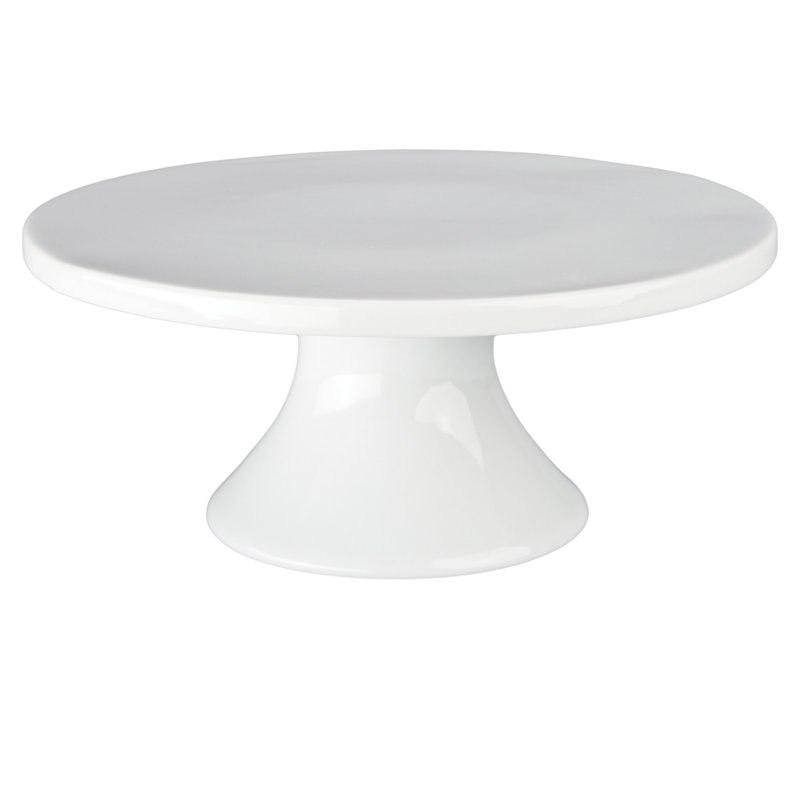 White Ceramic Round Pedestal Cake Stand, 8.5"