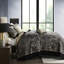 Couvre-lit 5 pièces - Grand, noir, style classique avec grand motif taupe et cachemire doré