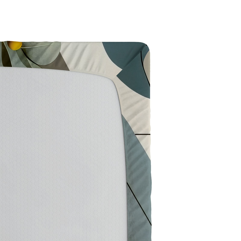 Drap-housse Ambesonne Eucalyptus_ Branches rétro_ Orange bleu gris pêche, Simple TG