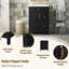Meuble-lavabo de salle de bain avec lavabo en céramique et deux supports de rangement sur la porte-110535111