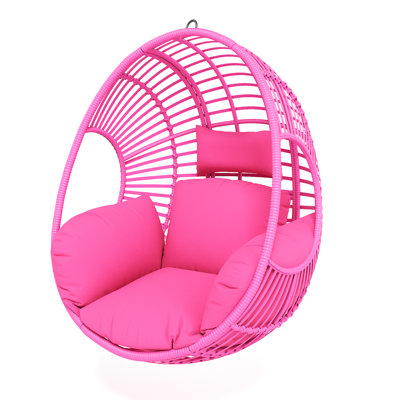 Outdoor/Indoor Wicker Tear Drop Hanging Chair (Stand Not Included), Pink