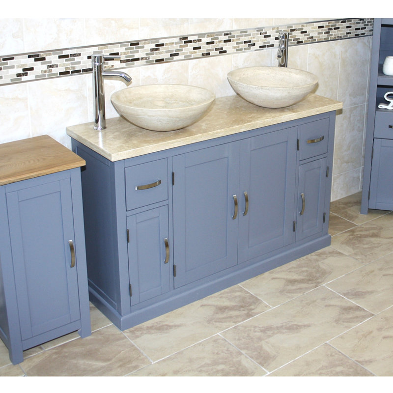 Ottowa 1230mm Double Bathroom Vanity with Vessel Stone Basin