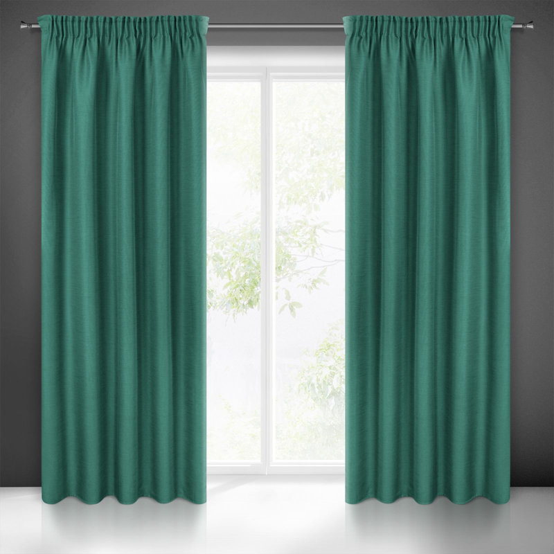 Helprin Semi Sheer Curtains Single Panel, Green