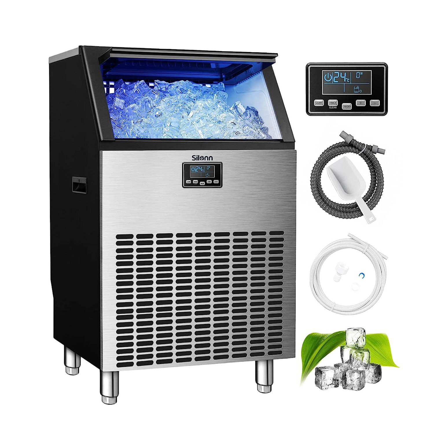 Silonn 150 Lb. Daily Production Cube Ice Freestanding Ice Maker