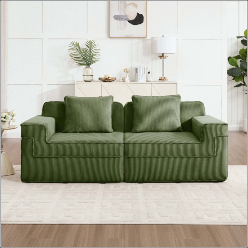 Canapé modulaire à 2 places sans siège, canapé modulaire Cloud avec assise profonde et canapé modulaire moderne à 2 places avec coussins décoratifs