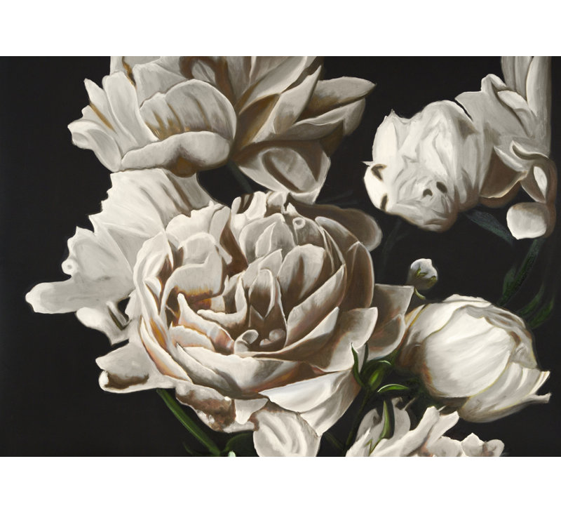 Pivoines beiges - art floral brun sur toile pour la décoration intérieure