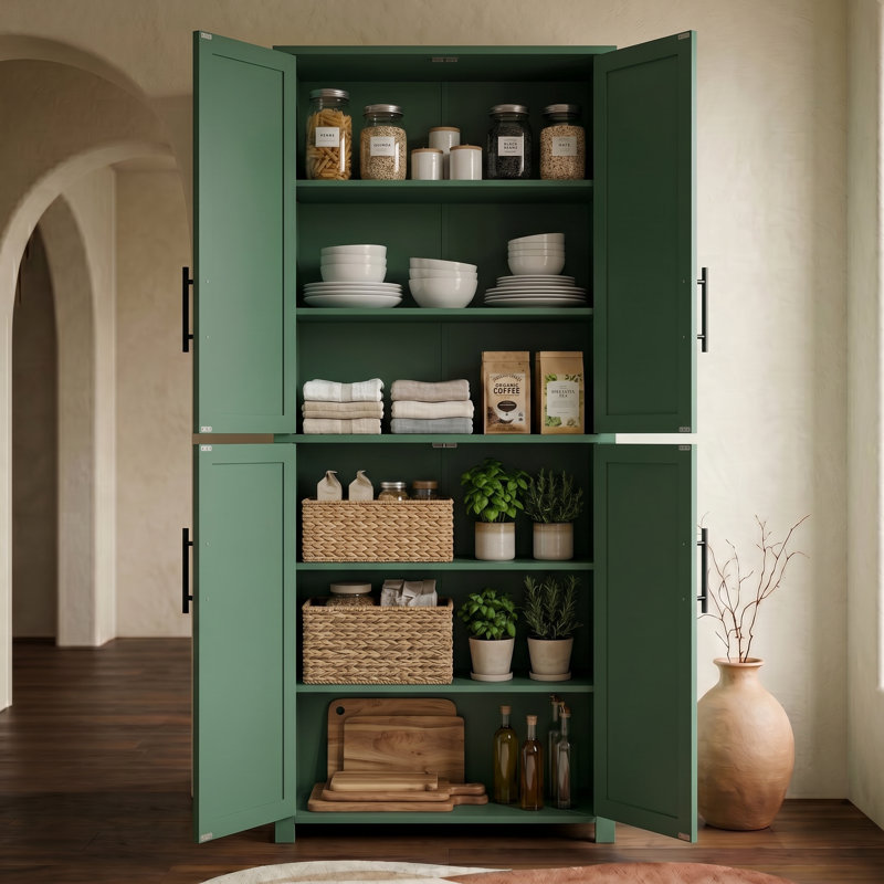  Grande armoire de rangement 67 po avec 4 tablettes réglables, vert forêt, Forest Green
