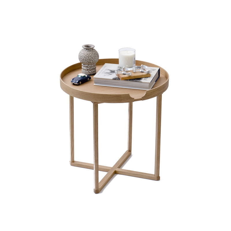Bostic Solid Wood Tray Top End Table, Oak