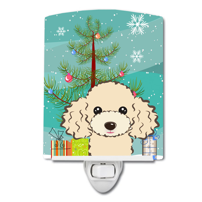 Éclairage de nuit en céramique et arbre de noël beagle, Caniche Buff