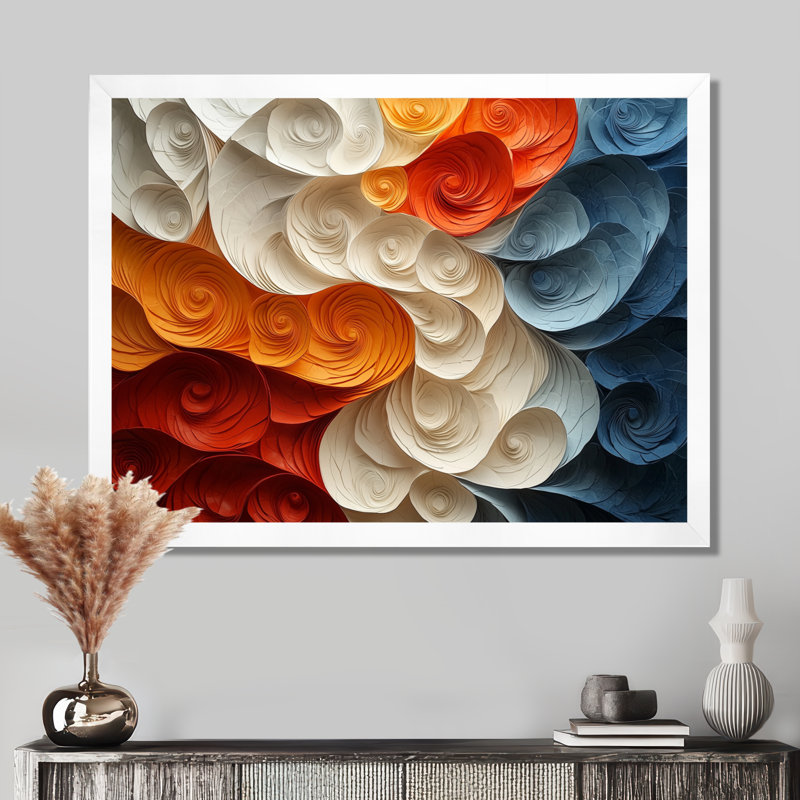 Mauer - Abstract Large Wall Art, Cadre simple, H 24 po x l 32 po, Blanc