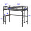 Lit mezzanine simple en métal avec bureau, échelle et garde-corps, bureau sous le lit, noir-1726437212