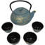 Ensemble de théière en fonte bleu Tetsubin avec 4 tasses 37 oz