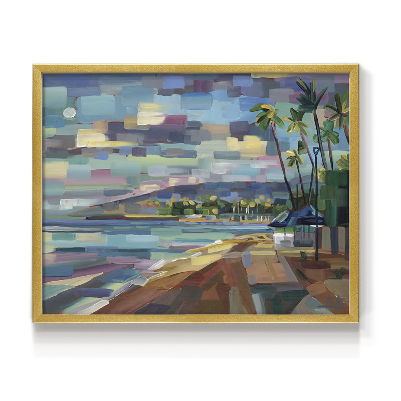Morning Moon Over Waikiki - Reproduction encadrée - Restickable