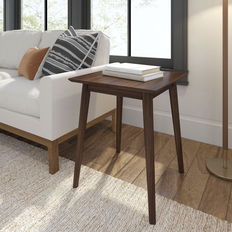 Leaford Solid Wood End Table, 24" H x 20.25" W x 20.25" D, Walnut