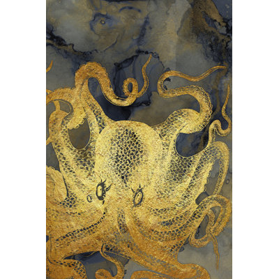 Pieuvre encre dorée et bleue II