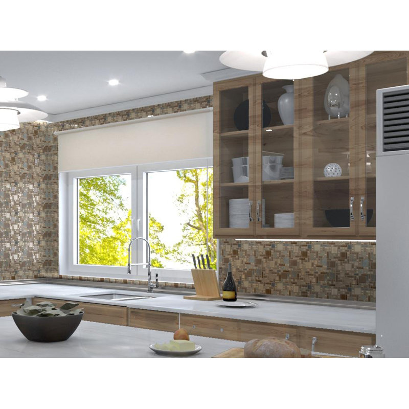 Wright-Artech 12"x 12" Glass & Slate Mosaic Floor & Wall Tile, Mison