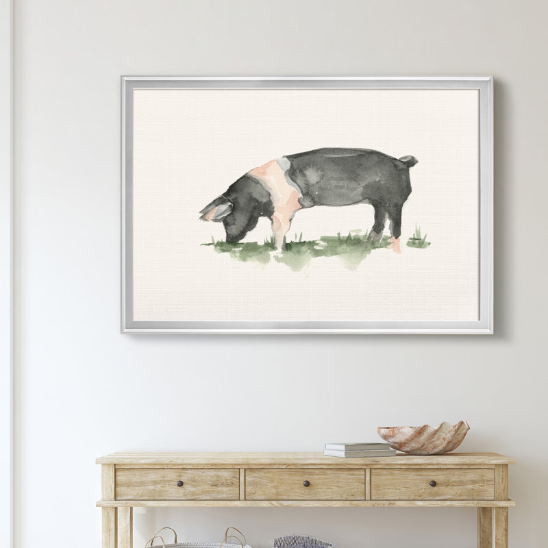 «Grazing Farm Animal IV», impression sur toile encadrée, H 26,5 po x l 36,5 po x P 1,5 po, Argent