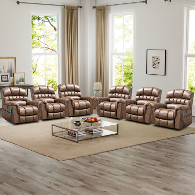 Nakaila 41.3" Wide Oversize Modern Microfiber Power Lift Living Room Set with USB and Heated Massage