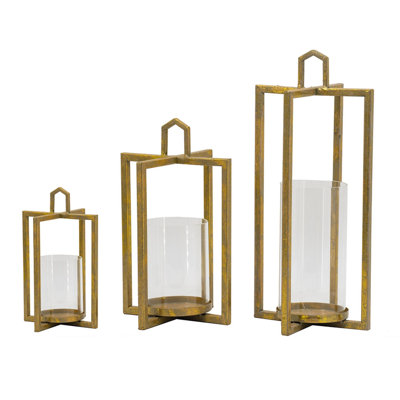 Ensemble de lanternes de table en fer 3 pièces