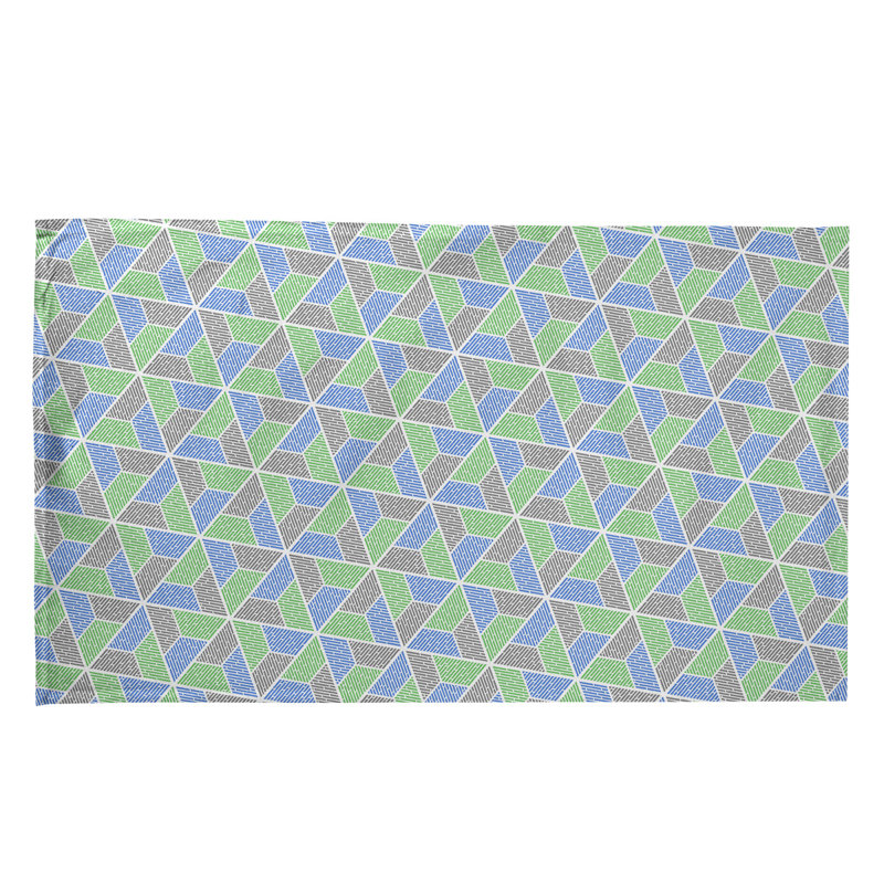 Serviette à thé trapézoïdals, Polyester sergé, Mauve / Vert