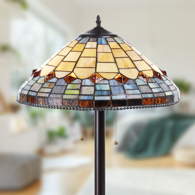 62.25"H Margriet Stained Glass Dome Shade Candlestick Base Floor Lamp