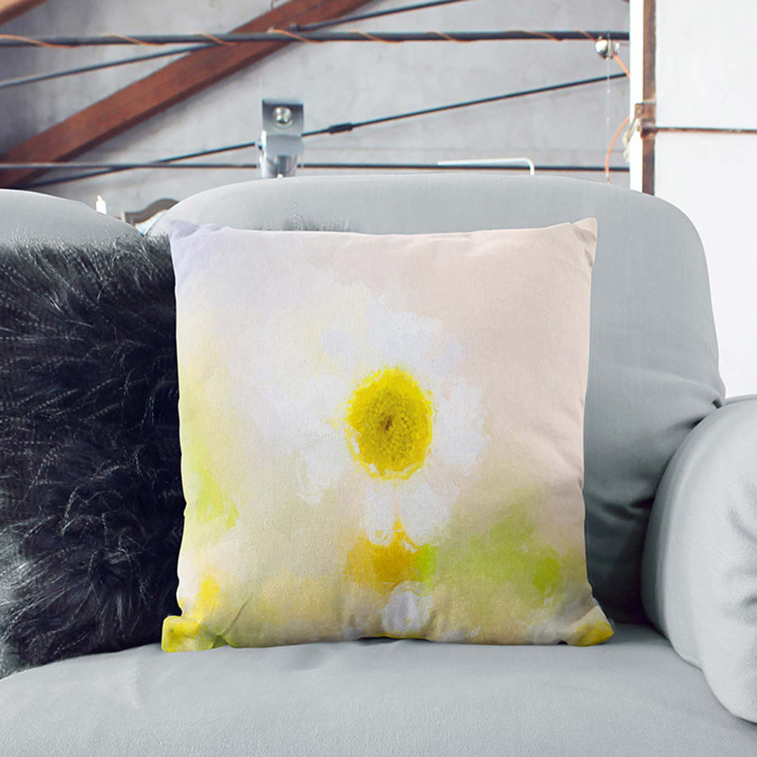 Daisy Flower View in Abstract Cushion with Filling