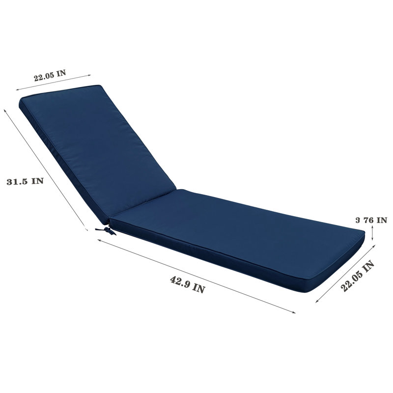 Chaise Lounge Cushion Mat - Navy Blue, Breathable Material, Protected, Fade Proof, Removable Zipper Cover, Stable Foam Filling Blue Patio Seat And Weather , Covers, High Density