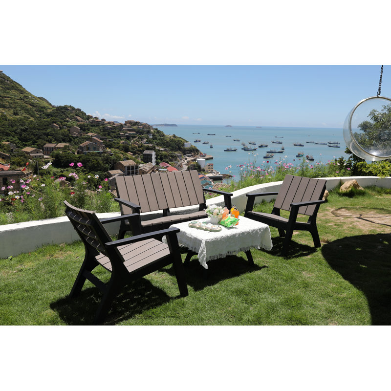 Ensemble de salon de patio 4 pièces Edmonda avec causeuse, chaises et table, sièges décontractés pour les espaces de jardin ou de terrasse