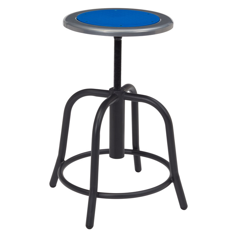 Adjustable Height Ergonomic Lab Stool with Footring and Wheels, Persian Blue, Black