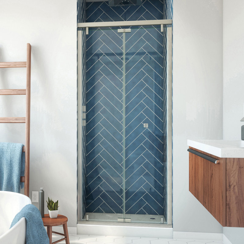 Dreamline Butterfly-S 34-35 1/2 In. W X 74 In. H Semi-Frameless Sliding Bi-Fold Shower Door In Brushed Nickel, Nickel