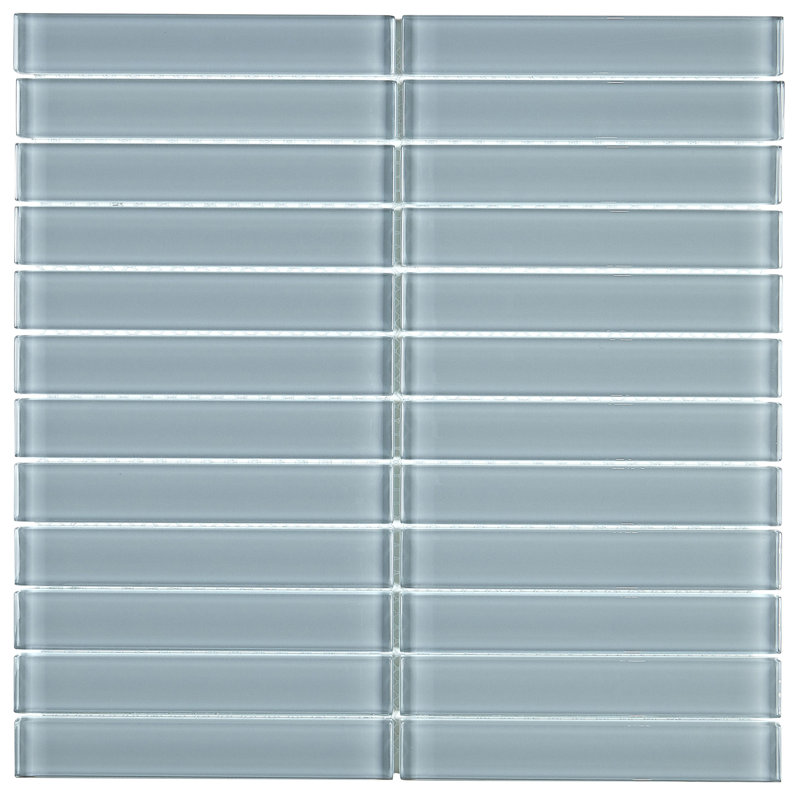 Carreau de mosaïque murale en verre 1 po x 6 po Geneva, Vert murmure uni classique