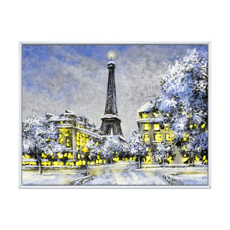 Paris à Noël, hiver Iii - on, H 12 po x l 20 po x P 1 po, Cadre flottant blanc