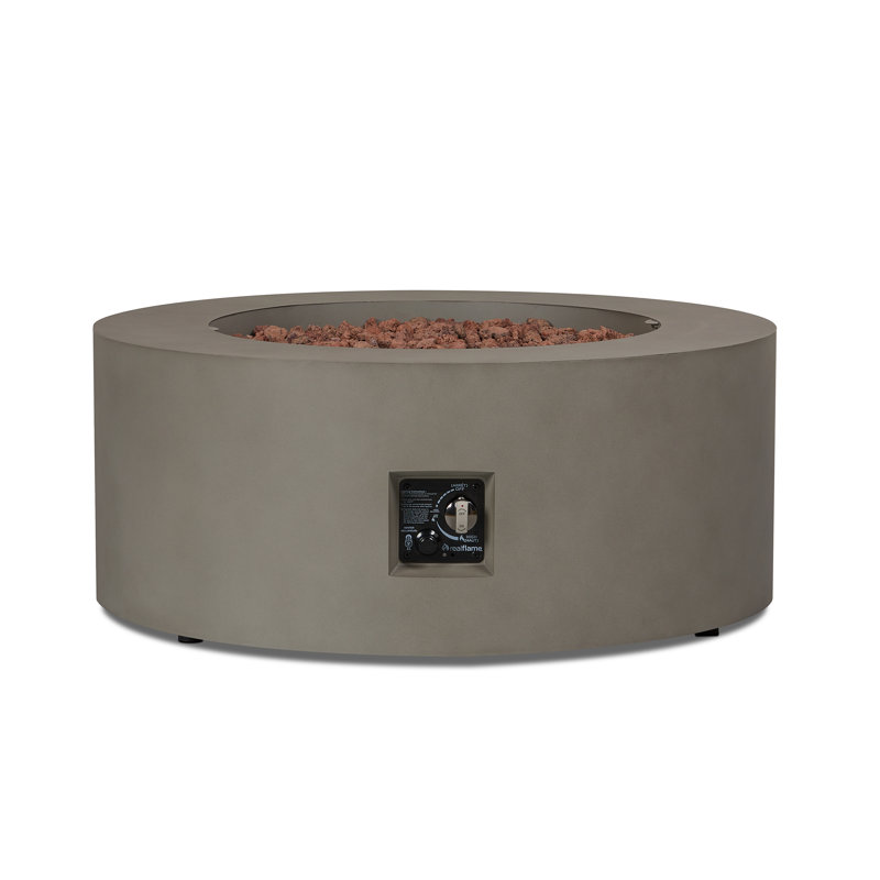 AEGEAN 36" Round Steel Propane or Natural Gas Fire Pit Table by Real Flame, Gray