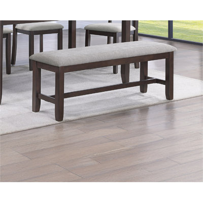 Meuble de salle à manger de style contemporain en tissu brun / gris clair avec banc rembourré et base en bois