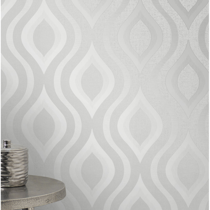 Bohannon 10m x 53cm Semi-Gloss Wallpaper Roll, Silver