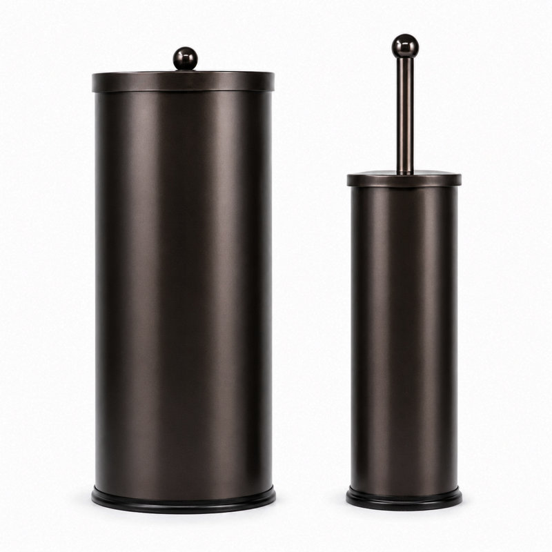 Ensemble de papier hygiénique et brosse de toilette en acier inoxydable bronze