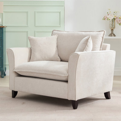 Fauteuil surdimensionné de 46,3 po, tissu chenille, fauteuil confortable et demi-canapé simple avec coussin pour le salon, la chambre et le bureau
