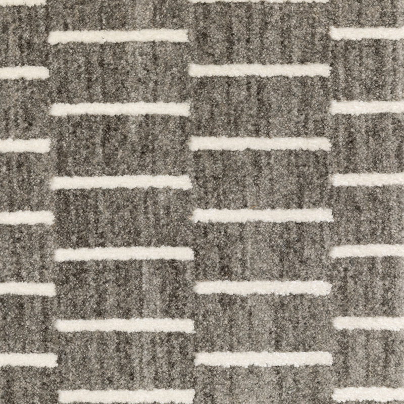 Orion Modern Geometric Lines Charcoal/Beige Area Rug, Runner 2'3" x 7'7"