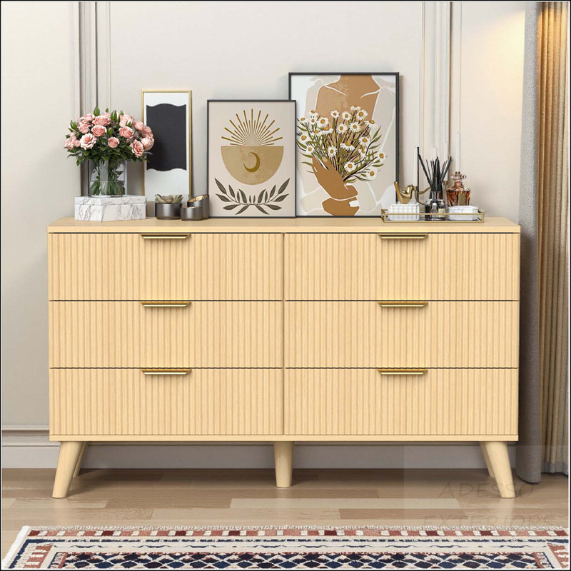 Commode cannelée à 6 tiroirs - Rangement vertical compact