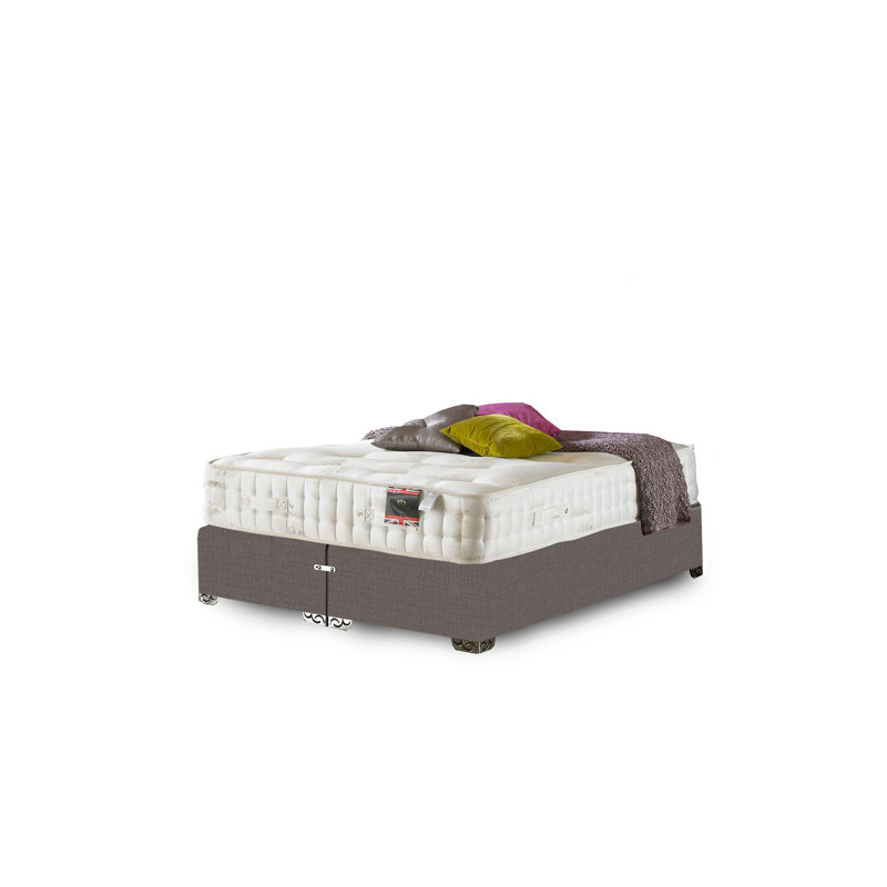 Asher Pocketsprung Divan Bed Set, Slate Grey Linen, No Storage, Kingsize
