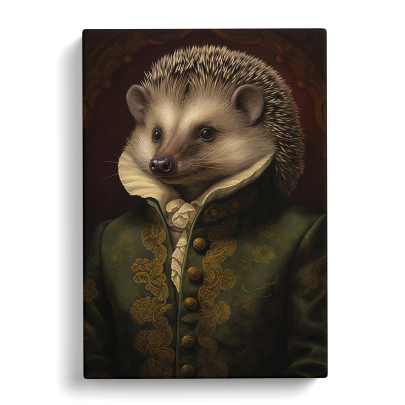 Hedgehog Baroque Art - Wrapped Canvas, 60cm H x 40cm W x 3cm D
