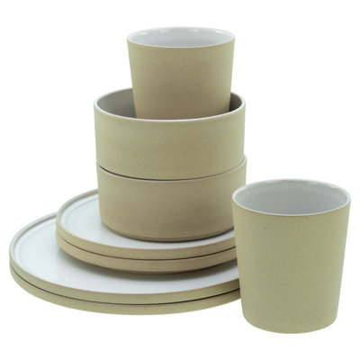 Creatable, 21533, Futuro White Sand, 8-Piece Combination Dinner Set