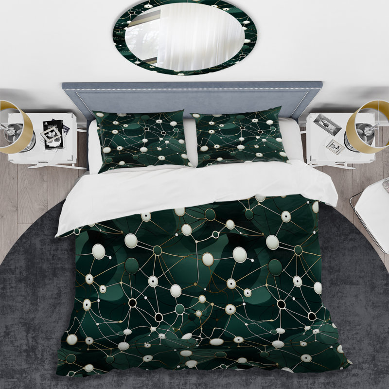 Ensemble de housse de couette Green Popart Techno Tangles, Housse de couette pour grand lit et 2 taies décor
