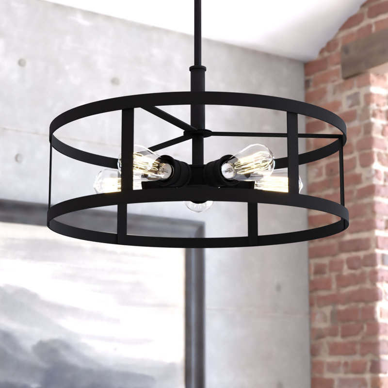 Luminaire suspendu tambour unique à 5 lumières Rafiul