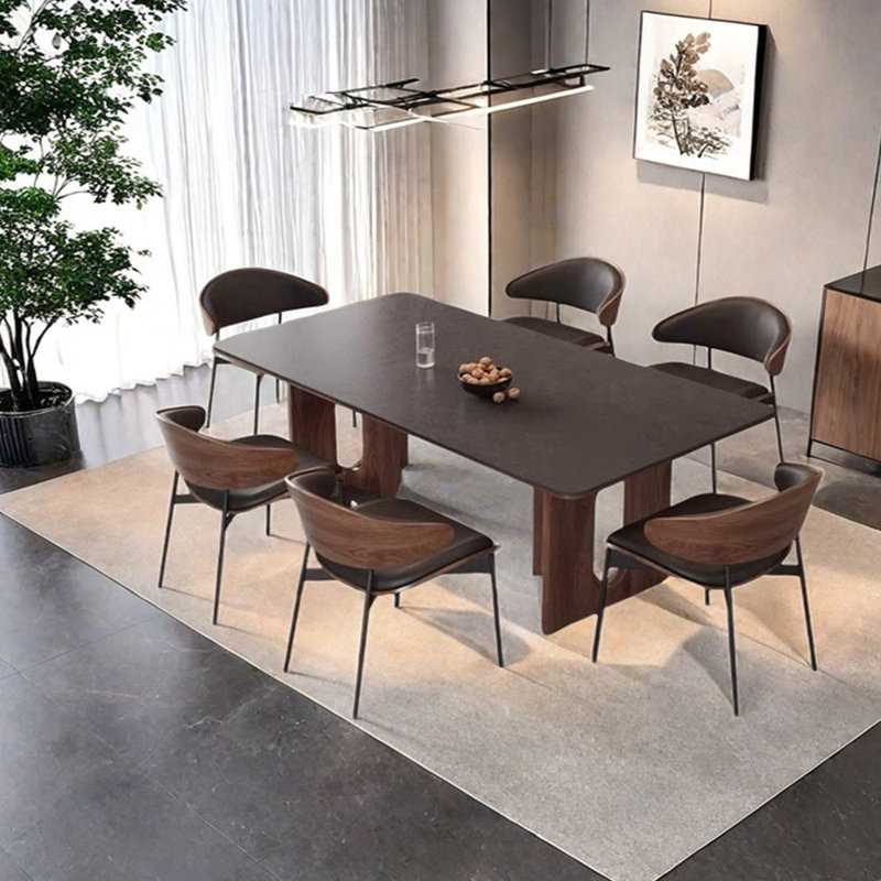 Ensemble de table de salle à manger rectangulaire en pierre frittée, H 29,53 po x L 70,87 po x l 31,5 po