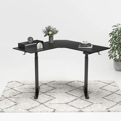 Suzette Adjustable L-Shaped Metal Base Standing Desk