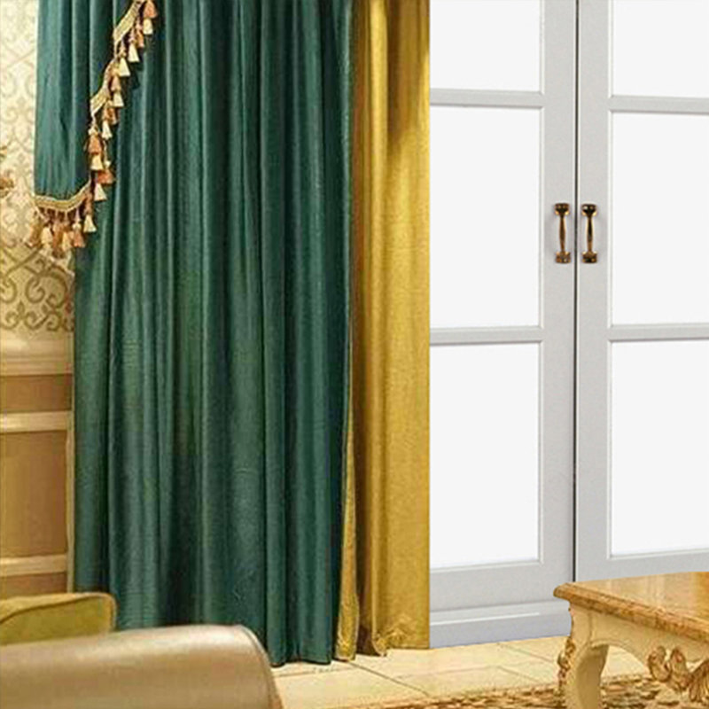 Curtains, Color Blocked Velvet Fabric, Blackout Finished Curtains, Curtains, 52" W x 95" L