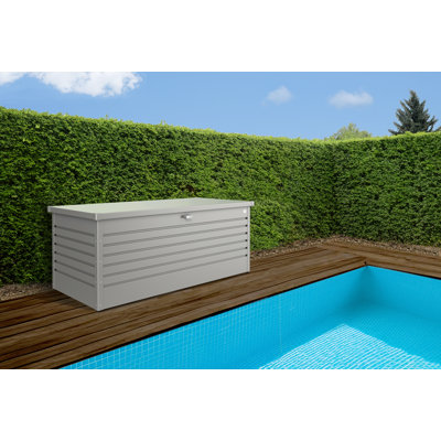 Biohort LeisureTime 210 71.25" L x 31.1" W x 27.9" H Water Resistant Metal Galvanized Steel Deck Box with Lock and Soft Close Hydraulic Lift Quartz Gray